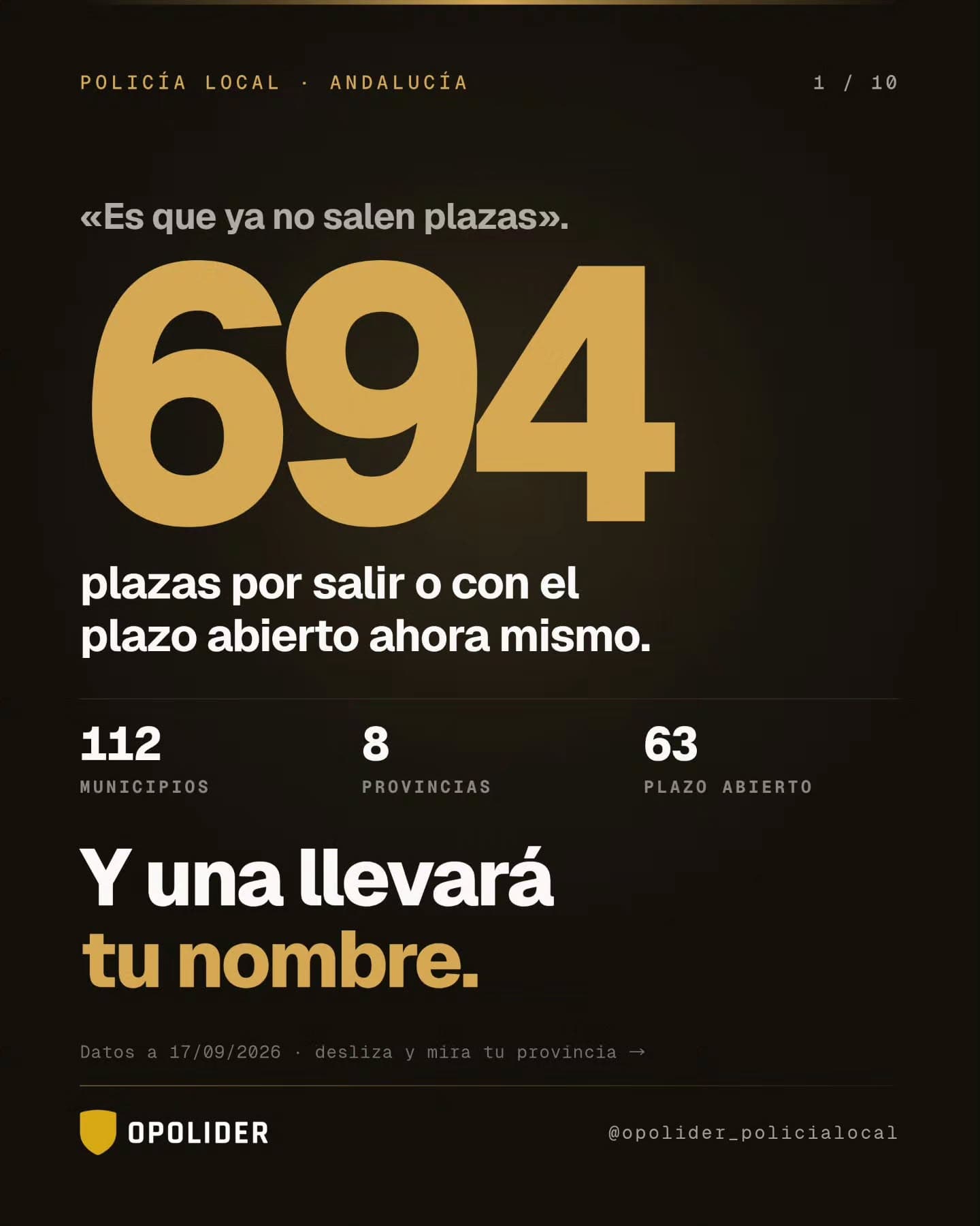 Entra en Convocatorias en OPOLIDER, guarda tus favoritas y te avisamos de cada novedad.